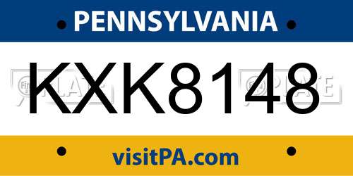 KXK8148 Pennsylvania License Plate