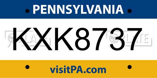 KXK8737 Pennsylvania License Plate