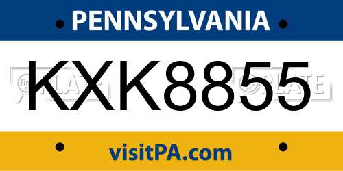KXK8855 Pennsylvania License Plate
