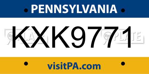 KXK9771 Pennsylvania License Plate