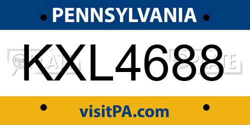 KXL4688 Pennsylvania License Plate