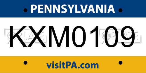 KXM0109 Pennsylvania License Plate