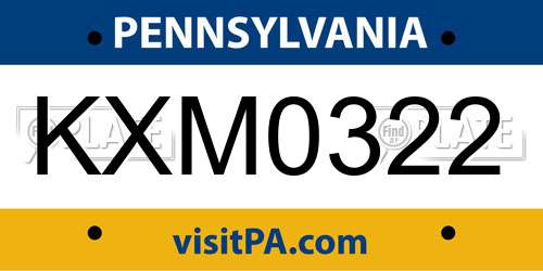 KXM0322 Pennsylvania License Plate