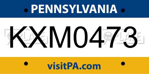 KXM0473 Pennsylvania License Plate