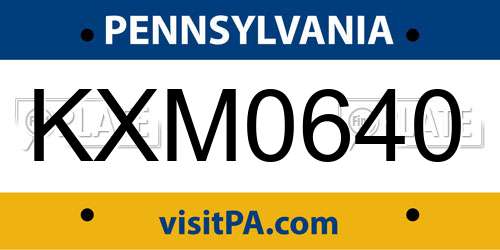 KXM0640 Pennsylvania License Plate
