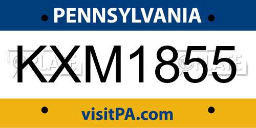 KXM1855 Pennsylvania License Plate