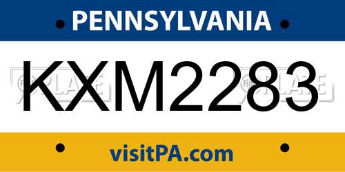 KXM2283 Pennsylvania License Plate