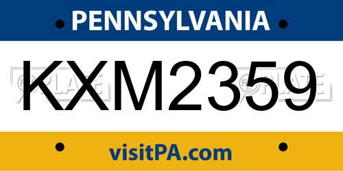 KXM2359 Pennsylvania License Plate