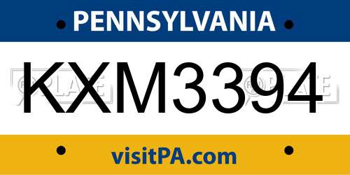 KXM3394 Pennsylvania License Plate