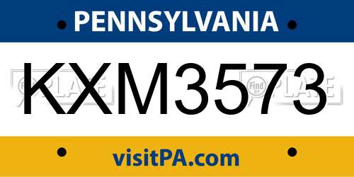 KXM3573 Pennsylvania License Plate