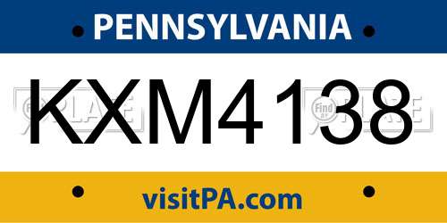KXM4138 Pennsylvania License Plate