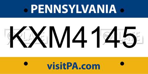 KXM4145 Pennsylvania License Plate
