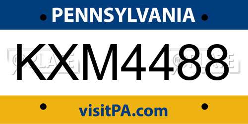 KXM4488 Pennsylvania License Plate