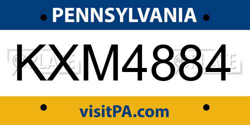 KXM4884 Pennsylvania License Plate
