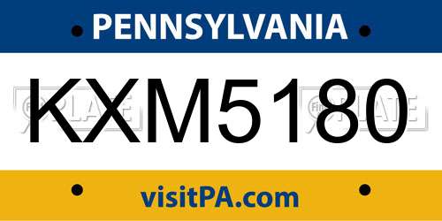 KXM5180 Pennsylvania License Plate