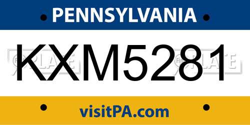 KXM5281 Pennsylvania License Plate