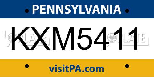 KXM5411 Pennsylvania License Plate