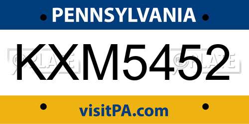 KXM5452 Pennsylvania License Plate