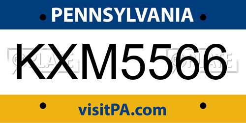 KXM5566 Pennsylvania License Plate