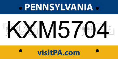 KXM5704 Pennsylvania License Plate