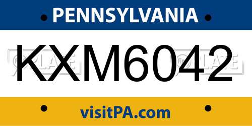KXM6042 Pennsylvania License Plate