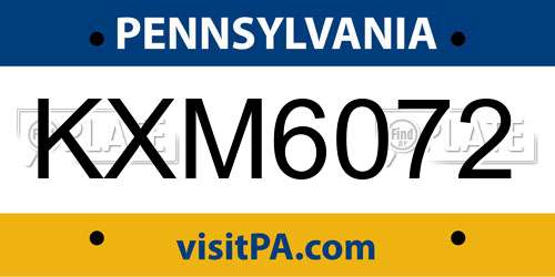 KXM6072 Pennsylvania License Plate