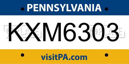 KXM6303 Pennsylvania License Plate