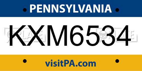 KXM6534 Pennsylvania License Plate