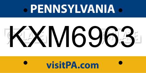 KXM6963 Pennsylvania License Plate