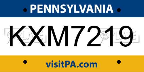 KXM7219 Pennsylvania License Plate