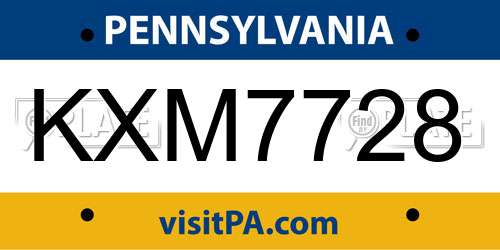 KXM7728 Pennsylvania License Plate