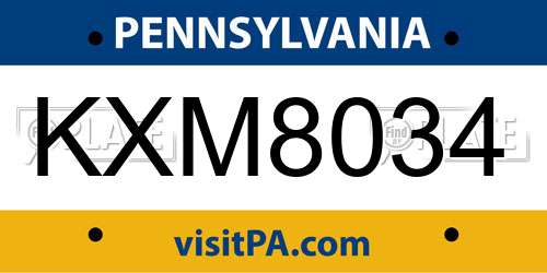 KXM8034 Pennsylvania License Plate
