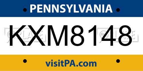 KXM8148 Pennsylvania License Plate