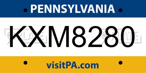 KXM8280 Pennsylvania License Plate