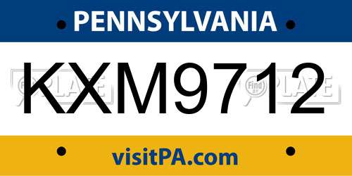 KXM9712 Pennsylvania License Plate