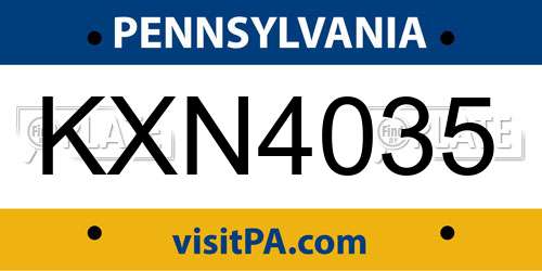 KXN4035 Pennsylvania License Plate