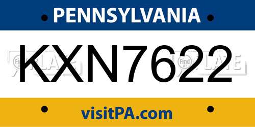 KXN7622 Pennsylvania License Plate