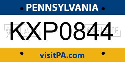 KXP0844 Pennsylvania License Plate