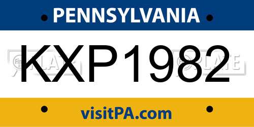 KXP1982 Pennsylvania License Plate