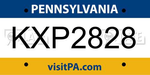 KXP2828 Pennsylvania License Plate