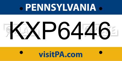 KXP6446 Pennsylvania License Plate