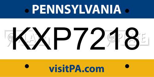 KXP7218 Pennsylvania License Plate