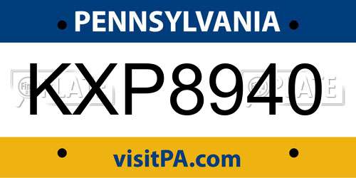 KXP8940 Pennsylvania License Plate