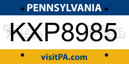 KXP8985 Pennsylvania License Plate