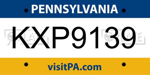 KXP9139 Pennsylvania License Plate
