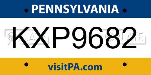 KXP9682 Pennsylvania License Plate