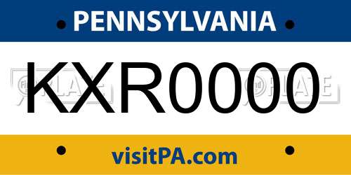 KXR0000 Pennsylvania License Plate