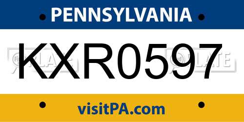 KXR0597 Pennsylvania License Plate
