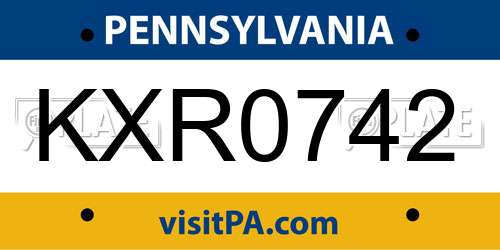 KXR0742 Pennsylvania License Plate