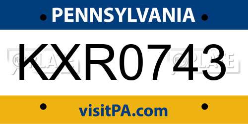 KXR0743 Pennsylvania License Plate